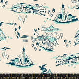 PREORDER Fireglow Mountain Town Frost Fabric by Ruby Star Society