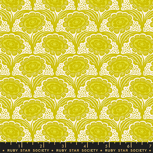 Ink Shop Scallop Flower Pistachio Fabric by Ruby Star Society