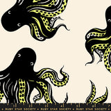 Ink Shop Mystery Food Yellow Canvas Fabric by Ruby Star Society