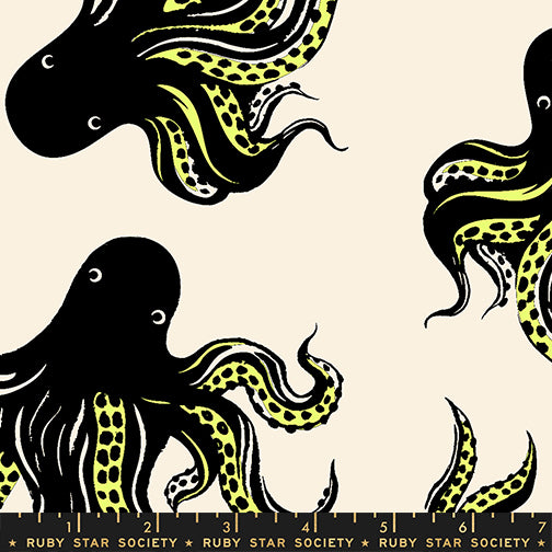 Ink Shop Mystery Food Yellow Canvas Fabric by Ruby Star Society