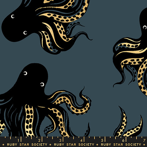 Ink Shop Mystery Food Metallic Smoke Canvas Fabric by Ruby Star Society