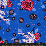 Ink Shop Tiger Rose Blue Ribbon Fabric by Ruby Star Society
