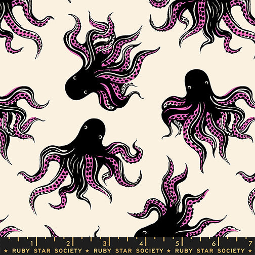  Ink Shop Mystery Food Black Fabric by Ruby Star Society