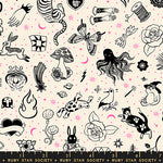 Ink Shop Tattoo Flash Natural Fabric by Ruby Star Society