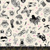 Ink Shop Tattoo Flash Natural Fabric by Ruby Star Society
