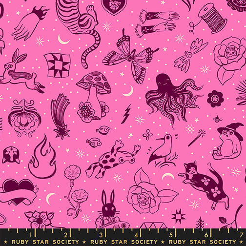 Ink Shop Tattoo Flash Lipstick Fabric by Ruby Star Society