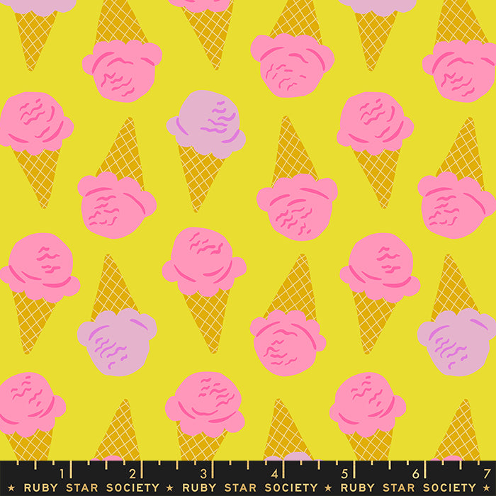 Ruby Star Society Sugar Cone Ice Cream Citron Yellow Fabric