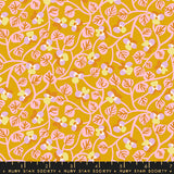 Ruby Star Society Bird is the Word Goldenrod Floral Fabric