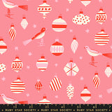 Merry Happy Baubles Sorbet Pink Fabric by Ruby Star Society