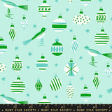 Merry Happy Baubles Mint Fabric by Ruby Star Society
