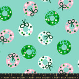 Merry Happy Bough Down Frost Aqua Fabric by Ruby Star Society