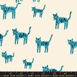 Ruby Star Society Catnap Tiger Stripes Turquoise Fabric