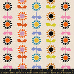 Ruby Star Society Catnap Canvas Daisy Stripe Natural Fabric