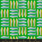 1800 Calico Sardines Verdant Fabric by Ruby Star Society