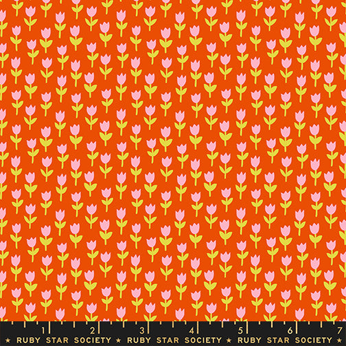 1800 Calico Tulips Warm Red Fabric by Ruby Star Society