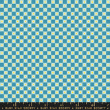 Ruby Star Society Animal Animal Flower Check Vintage Blue Fabric