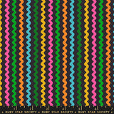 Colorful wavy pattern fabric with a ruler at the bottom, featuring Ruby Star Society branding.
