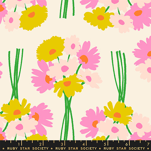 Sparkle Mart Flower Dept Natural Fabric by Ruby Star Society