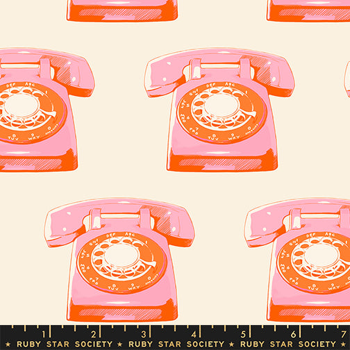 Sparkle Mart Telephones Natural Fabric by Ruby Star Society