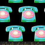 Sparkle Mart Telephones Black Fabric by Ruby Star Society