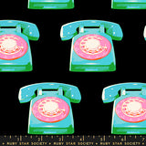Sparkle Mart Telephones Black Fabric by Ruby Star Society