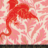 red dragon on pink canvas