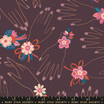 Corsage Hands Eggplant Fabric by Ruby Star Society