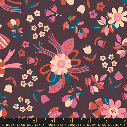 Corsage Nosegay Eggplant Fabric by Ruby Star Society