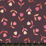 Corsage Tiny Tulips Eggplant Fabric by Ruby Star Society