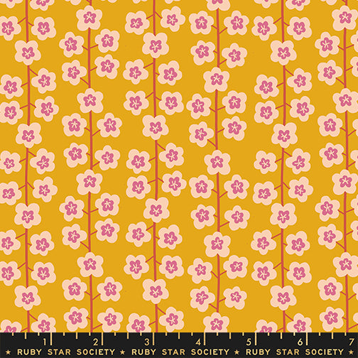 Corsage Baby's Breath Goldenrod Fabric by Ruby Star Society