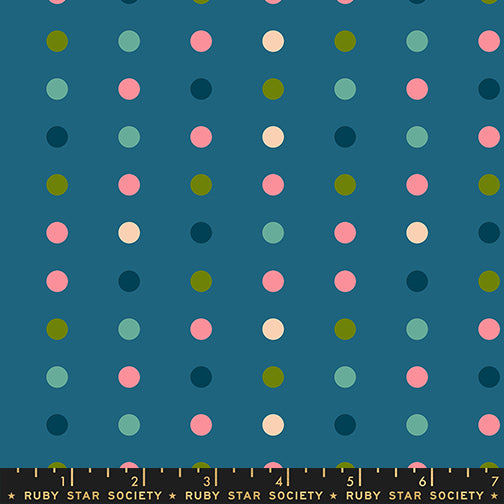 Corsage Swatch Dots Teal Fabric by Ruby Star Society