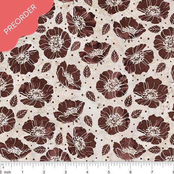 All Iowa Shop Hop Prairie Rose Brown Cinnamon Batik Fabric