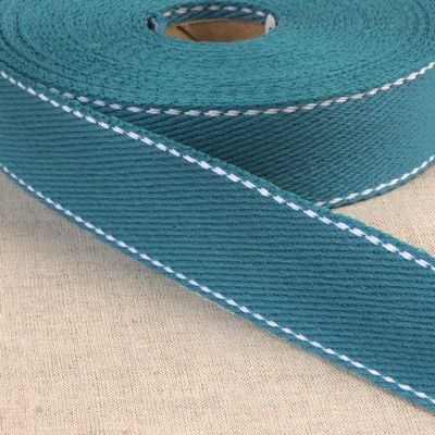 Turquoise Webbing with Stitches 100% Cotton By The Yard