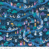 Wishes Moonlight Blueberry Sparkle Fabric by Jill Howarth