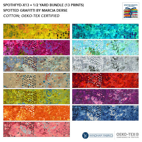 Marcia Derse Spotted Graffiti Rainbow Fabric Bundle 13 Prints