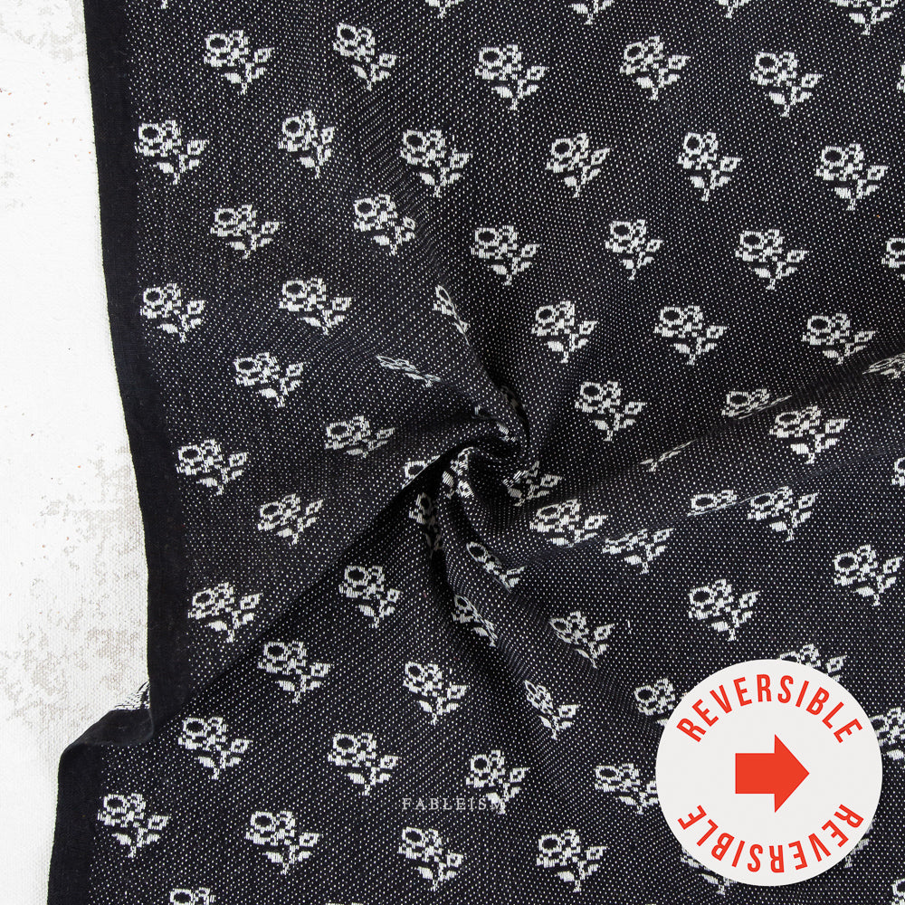 Swedish Meadow | Mini Roses in Night Woven | Fabric by Fableism