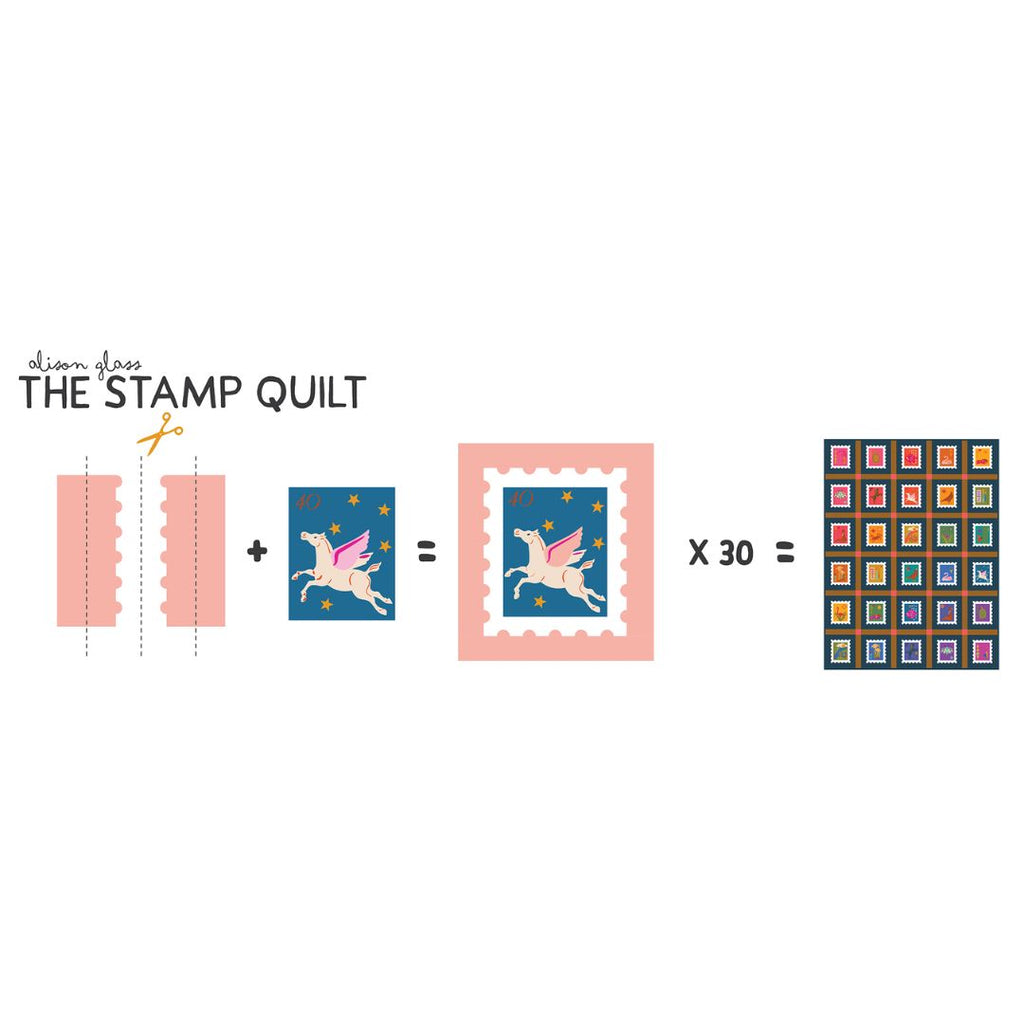 Alison Glass Postmark Stamp Stripe Petal Pink Fabric