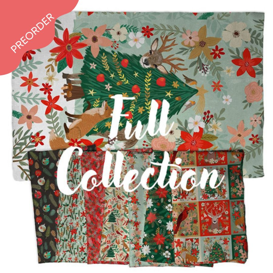 Mia Charro Christmas Spirit Fat Quarter Fabric Bundle 7 Prints Plus Panel
