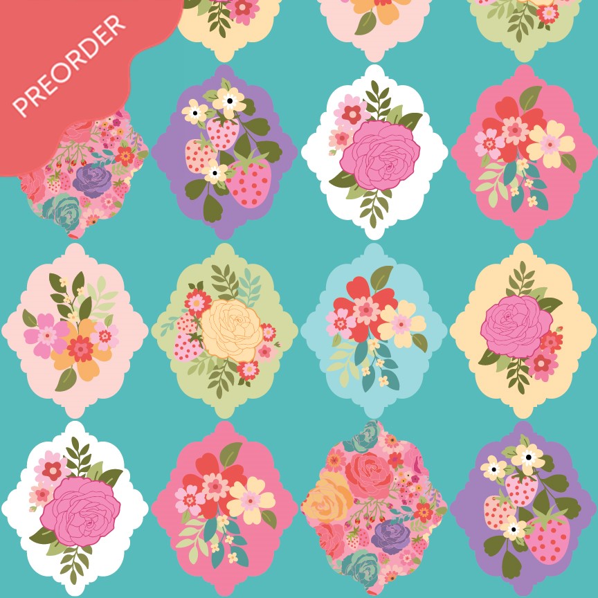 Poppie Cotton Calico Cowgirls Wallpaper Roses Teal Fabric
