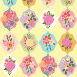 Poppie Cotton Calico Cowgirls Wallpaper Roses Yellow Fabric