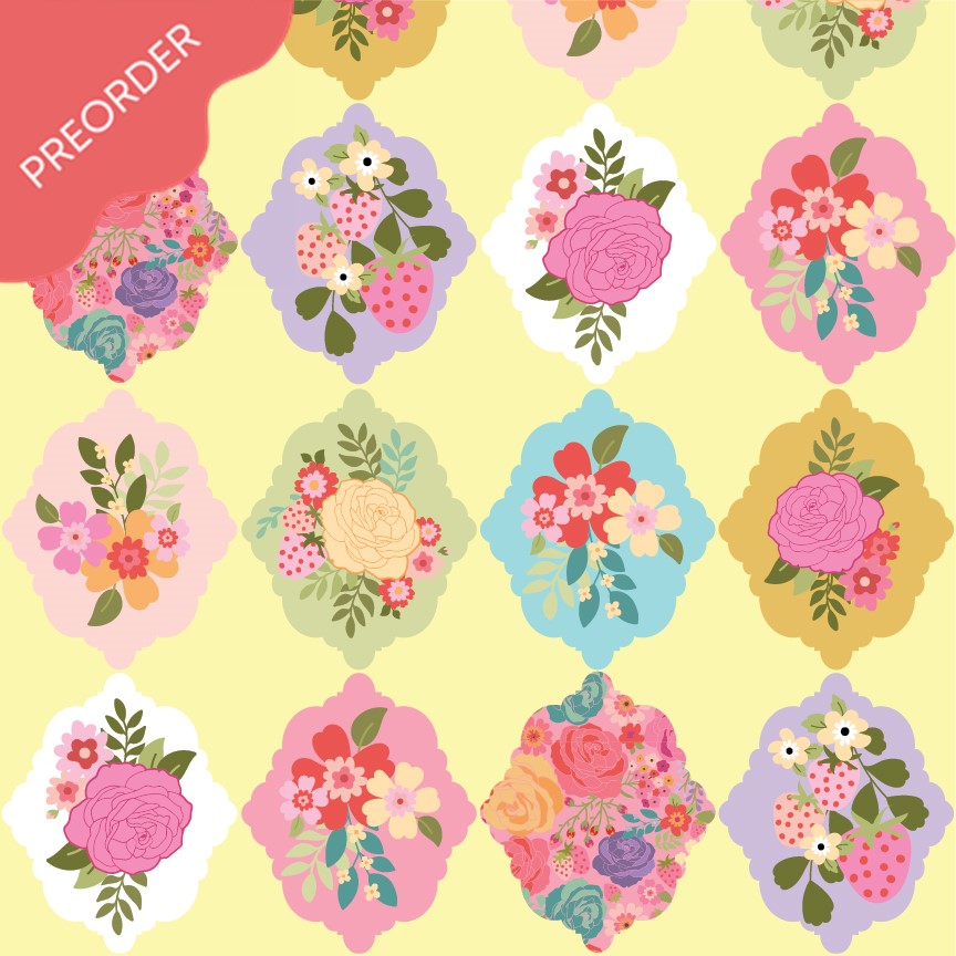 Poppie Cotton Calico Cowgirls Wallpaper Roses Yellow Fabric