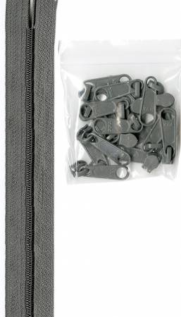 By Annie Zippers by the yard Pewter Gray 4 yards of Zipper Tape with Pulls