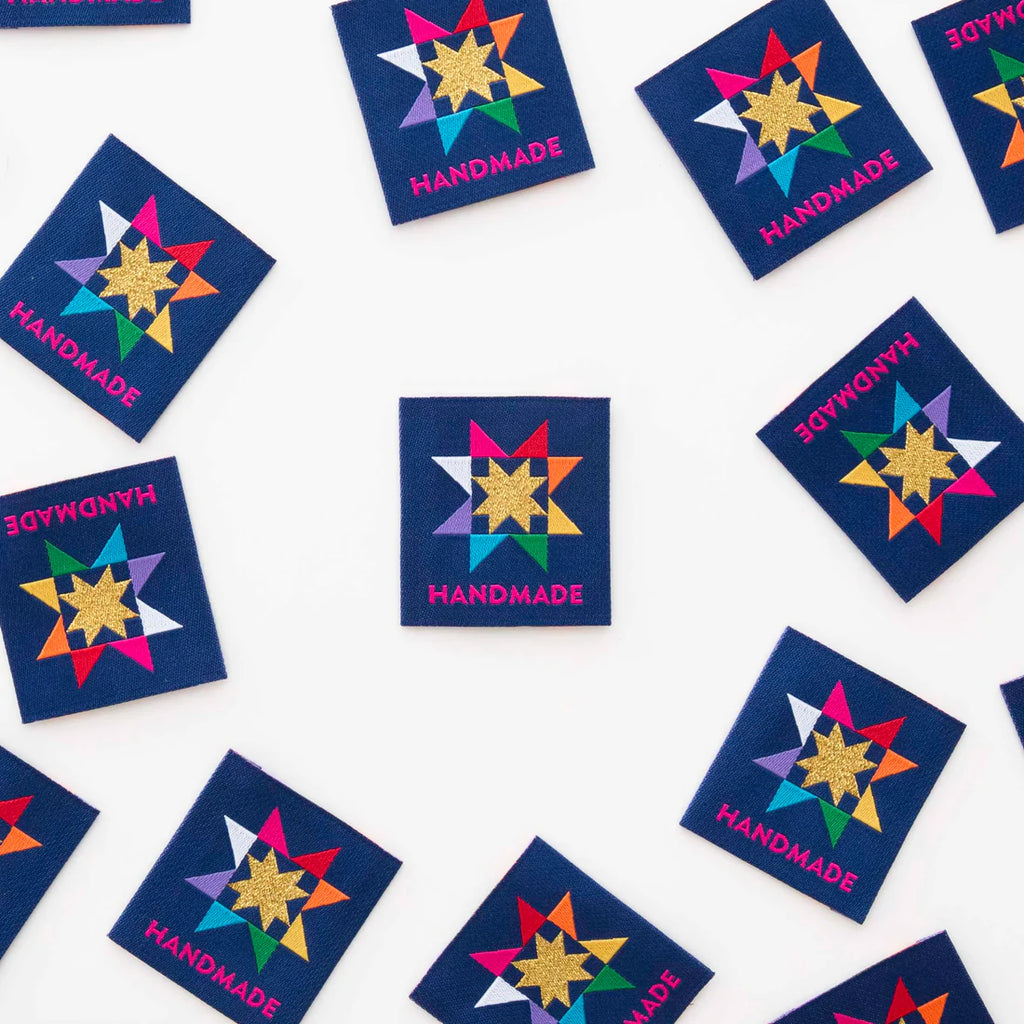 Sarah Hearts Handmade Quilt Star Large Woven Labels