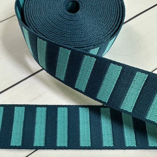 Bold Stripe Webbing Peacock and Turquoise By the Yard