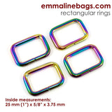 Emmaline Bags Metal Rectangle Rings 1" in Iridescent Set of 4