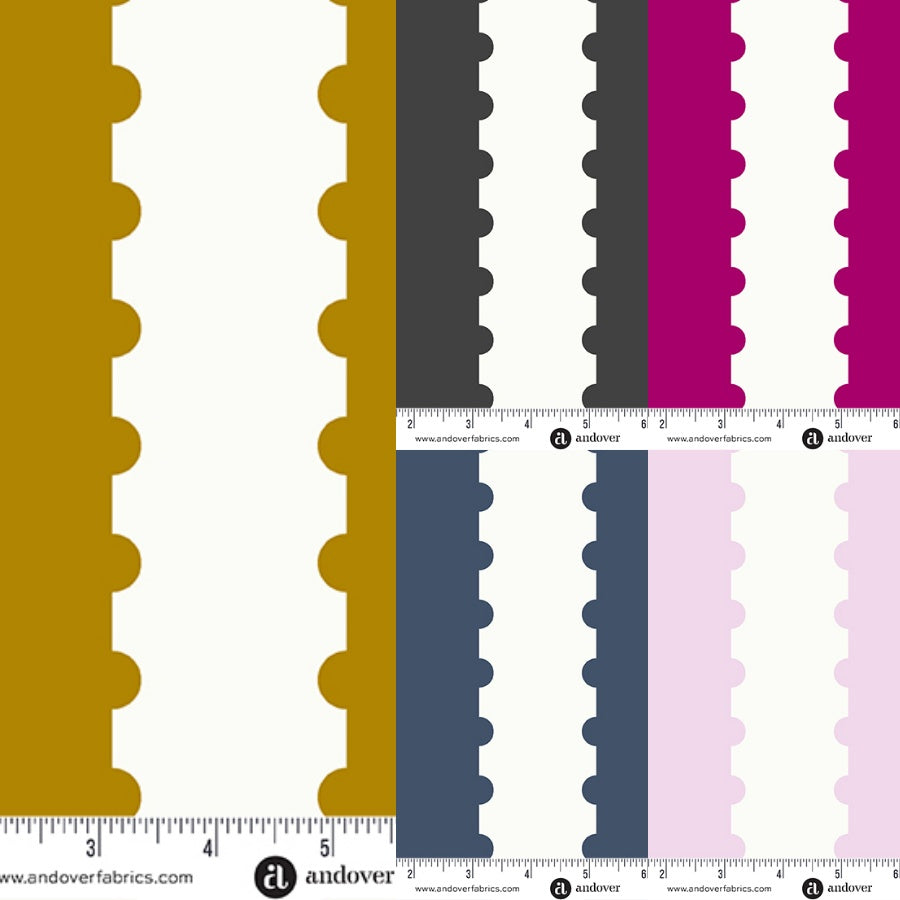 Alison Glass Stamp Stripe Fabric Bundle 5 Colors