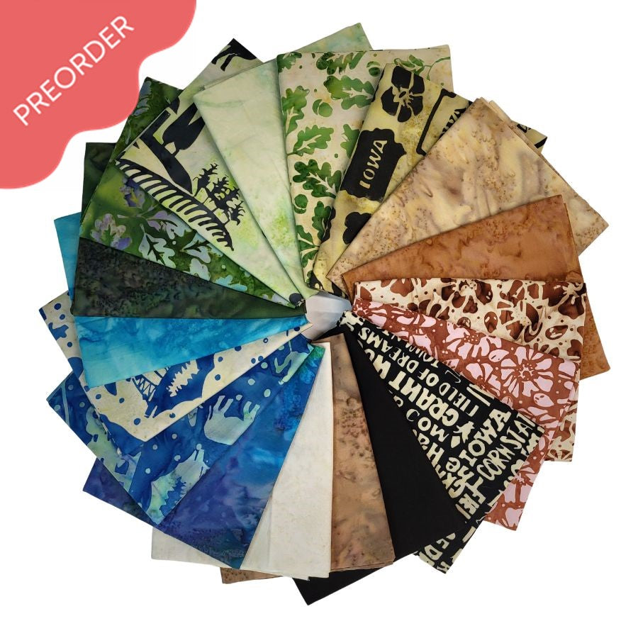 All Iowa Shop Hop Batik Fabric Bundle 18 Prints