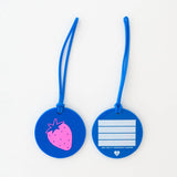 Strawberry Pink and Blue Luggage Tag by Sarah Hearts