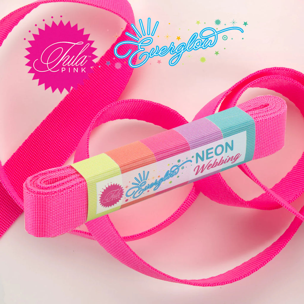 Tula Pink Neon Nylon Webbing - 1" wide - Cosmic Pink