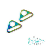 Emmaline Bags Triangle Rings 1" Iridescent Rainbow Set of 2